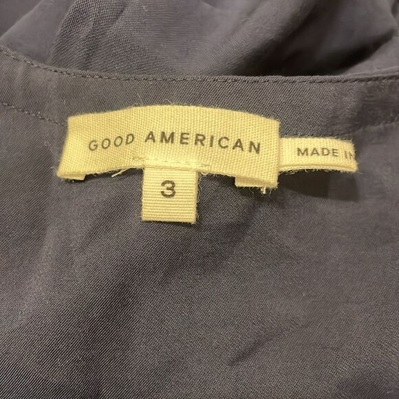 NWT Good American Good Touch Cutaway Woven Tank Navy Blue L - Picture 8 of 13